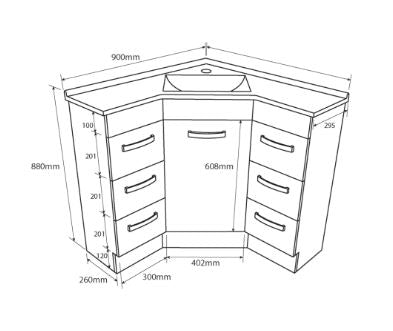 Bella 900 x 900 Corner Vanity