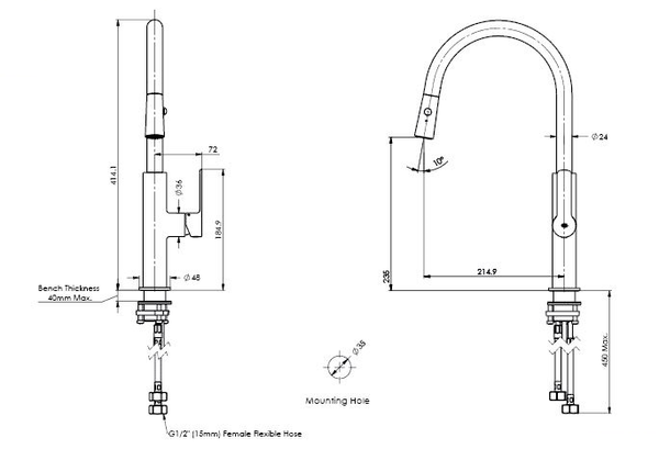 Astro II Pull-Down Sink Mixer - Gunmetal
