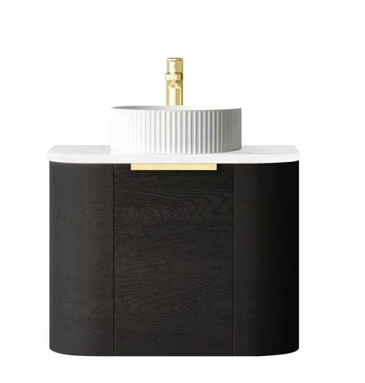 Chloe Black Oak 600mm Curve Vanity