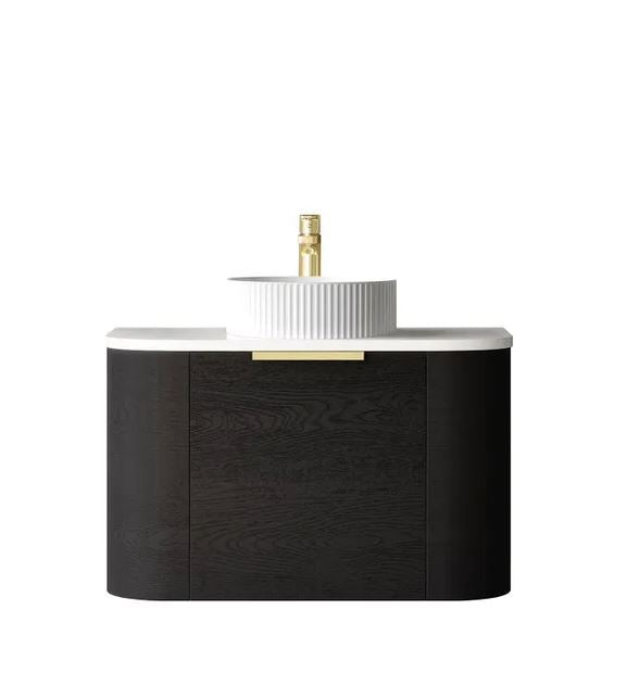 Chloe Black Oak 750mm Curve Vanity