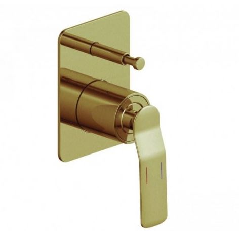 Synergii Shower or Bath Mixer with Diverter Button - Brushed Brass
