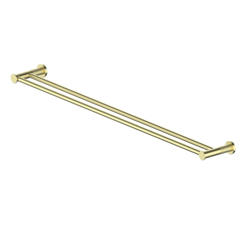 Textura Double Towel Rail - Brushed Brass