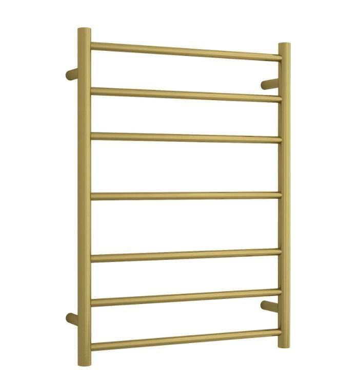 600 x 800 Brushed Gold Round Ladder Heated Towel Rail