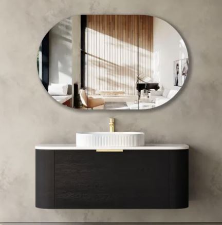 Chloe Black Oak 1200mm Curve Vanity