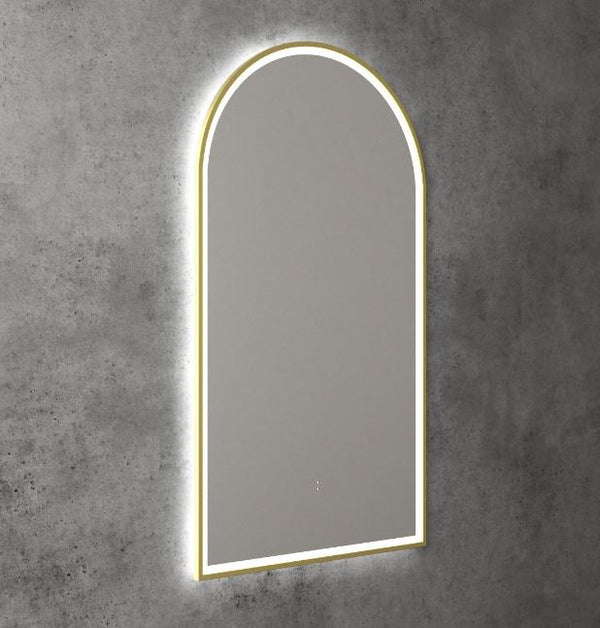 Arch 500 Brushed Gold Framed LED Mirror