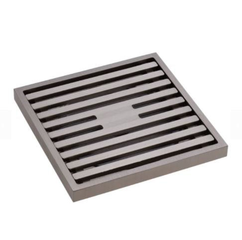 Brushed Nickel 80mm Square Slim Grate Floor Waste