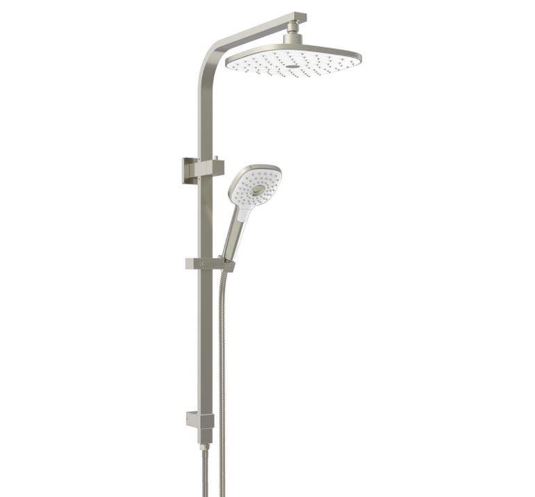 Corban Twin Rail Shower - Brushed Nickel - Bayside Bathroom