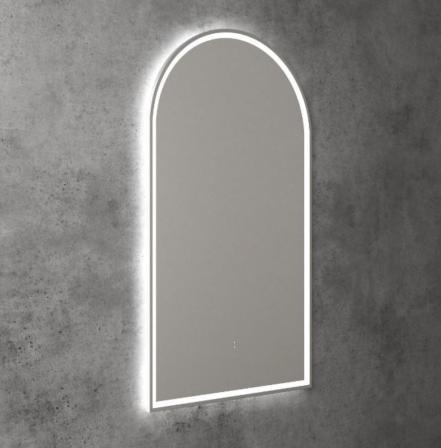 Arch 500 Brushed Nickel Framed LED Mirror