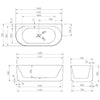 Lincoln Fluted Oval Matte White 1500-1700mm Back To Wall Bath