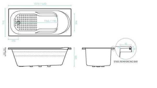 Bambino Bath 1510 & 1650mm - Bayside Bathroom