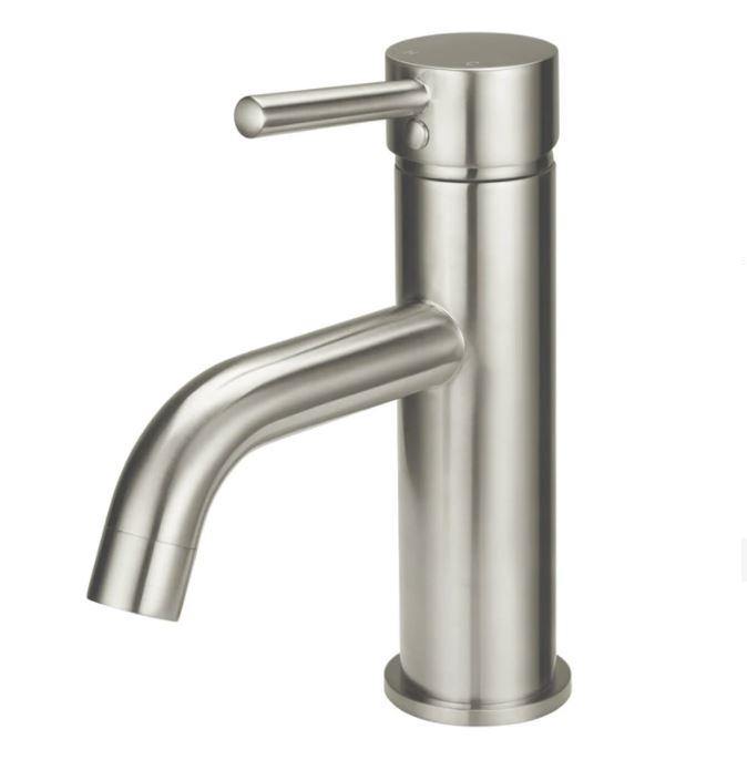 Meir Round Basin mixer Curved - Brushed Nickel - Bayside Bathroom