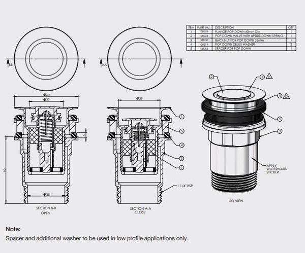 Brushed Nickel Pop Down Plug and Wastes - Bayside Bathroom