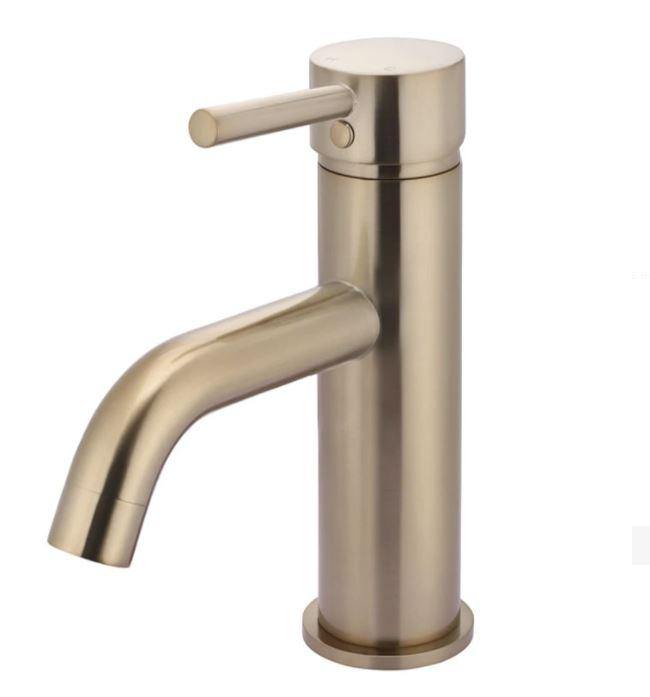 Meir Round Basin mixer Curved - Champagne - Bayside Bathroom