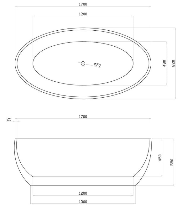 Leslie White Freestanding Bath 1540-1700mm