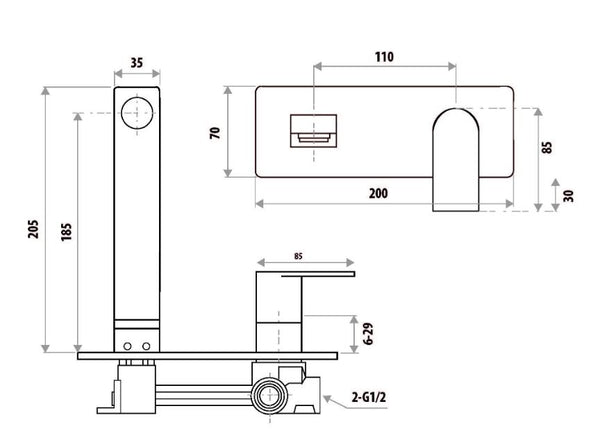 The Gabe Leva Chrome Wall Outlet Mixer