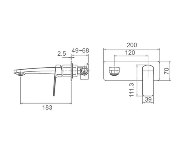 Neon Wall Basin/Bath Set in Brushed Nickel