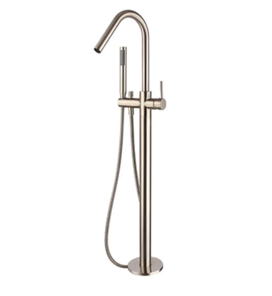 Round Mini Freestanding Bath Mixer - Brushed Nickel
