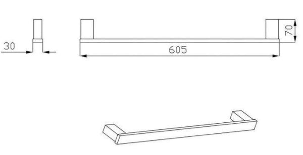 Bianca Black Single towel rail 600-900mm - Bayside Bathroom