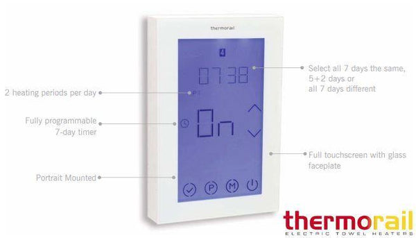 Touch Screen 7 Day Timer – White - Bayside Bathroom