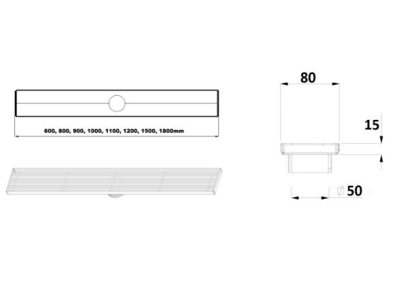 Matt Black Linear Style 600mm-1800mm Shower Grate