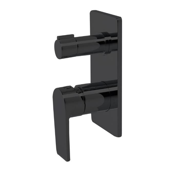 The Gabe Leva Matte Black Wall Mixer W/ Diverter