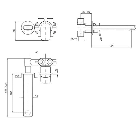 Zucchetti Brim Wall Basin mixer