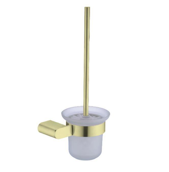 Ecco Toilet Brush Holder - Brushed Brass - Bayside Bathroom