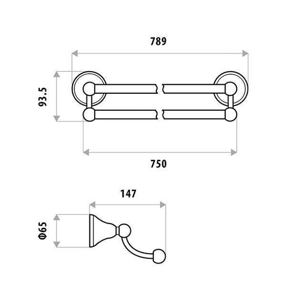 Byron Double Towel Rail - Bayside Bathroom