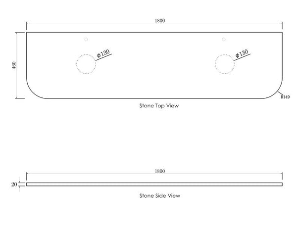 Chloe Matte White 1800mm Curve Vanity