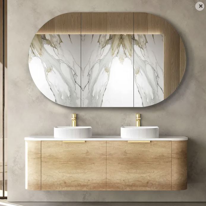 Chloe Natural Oak 1500mm Curve Vanity