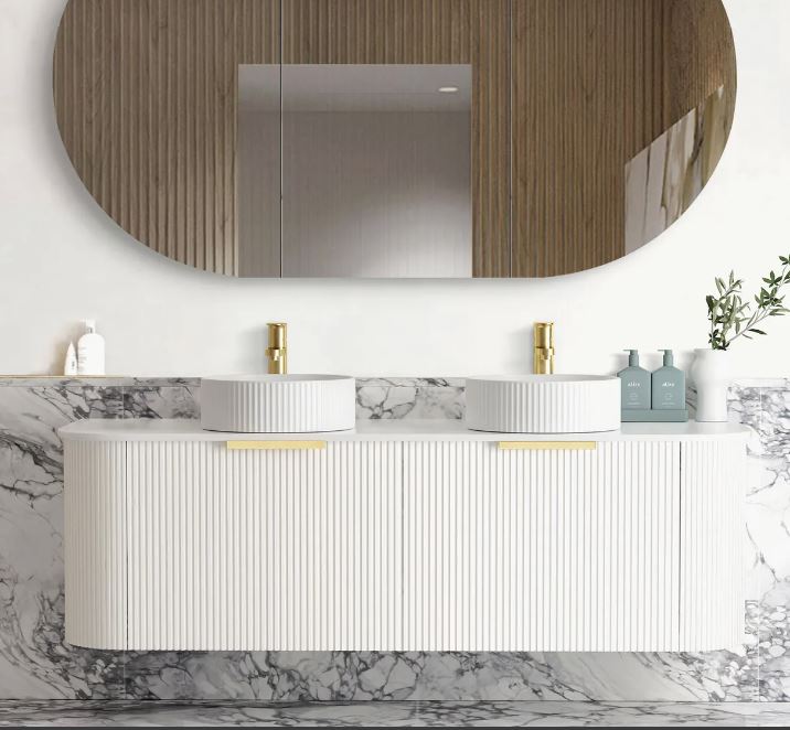 Chloe Matte White 1500mm Curve Vanity