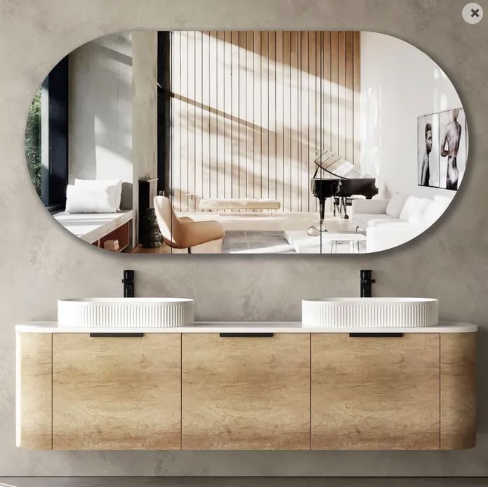 Chloe Natural Oak 1800mm Curve Vanity