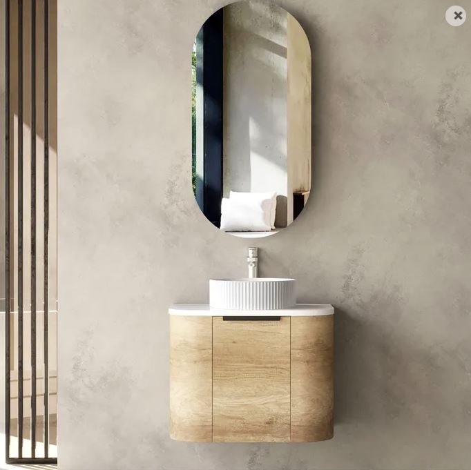 Chloe Natural Oak 600mm Curve Vanity