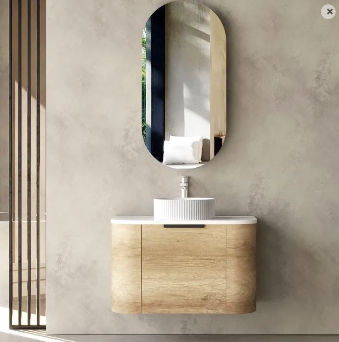 Chloe Natural Oak 750mm Curve Vanity