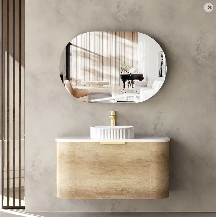 Chloe Natural Oak 900mm Curve Vanity