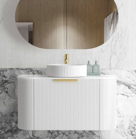 Chloe Matte White 900mm Curve Vanity