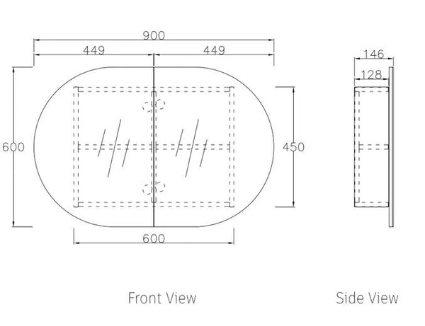 Chloe Curved 900 Mirror Cabinet