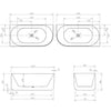 Lincoln Fluted Oval Matte White 1500mm-1700mm Corner Freestanding Bath