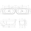 Lincoln Fluted Oval Matte White 1500mm-1700mm Corner Freestanding Bath