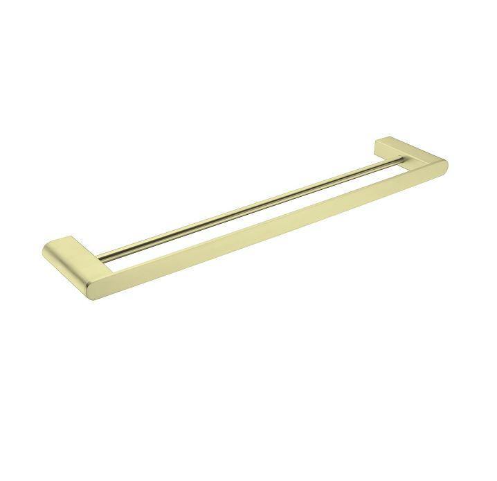 Ecco Double Towel Rail - Brushed Brass - Bayside Bathroom