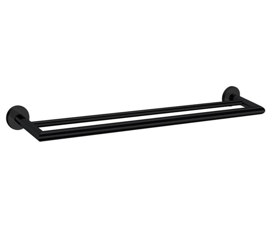 Dolce Double Towel Rail  - Matte Black - Bayside Bathroom