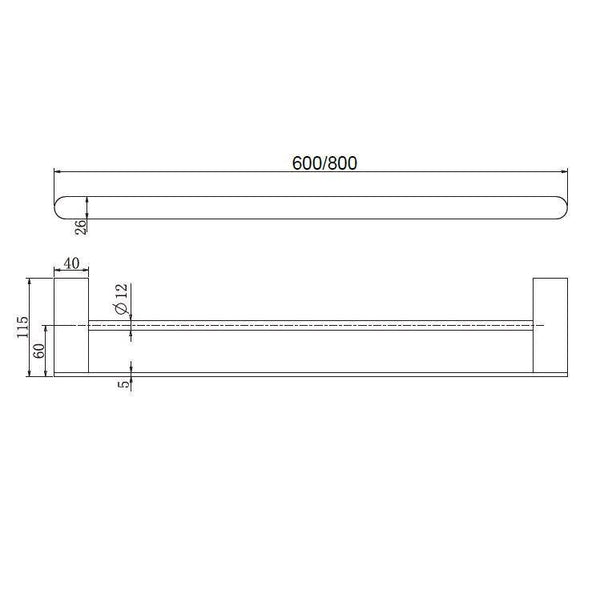 Ecco Double Towel Rail - Brushed Nickel - Bayside Bathroom