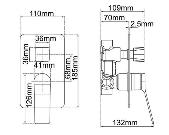 Rushy Wall Mixer With Diverter - Brushed Nickel - Bayside Bathroom