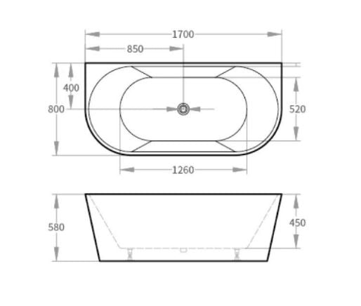 Ecco Back To Wall Bath 1300-1700mm