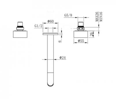 Element Bath Tap Set- Brushed Brass