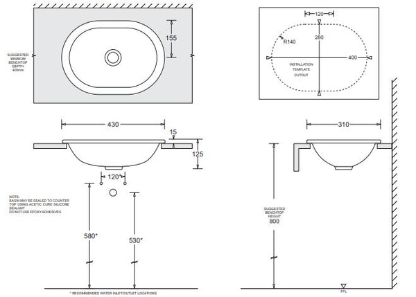 Emily Oval inset basin