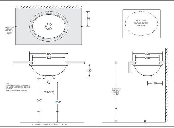 Emily 390x300 Oval Undermount Basin