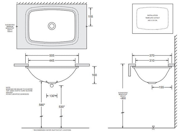Emily 505x370 Rectangle Undermount Basin