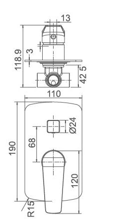 Exon Shower Mixer W/ Divertor- Chrome
