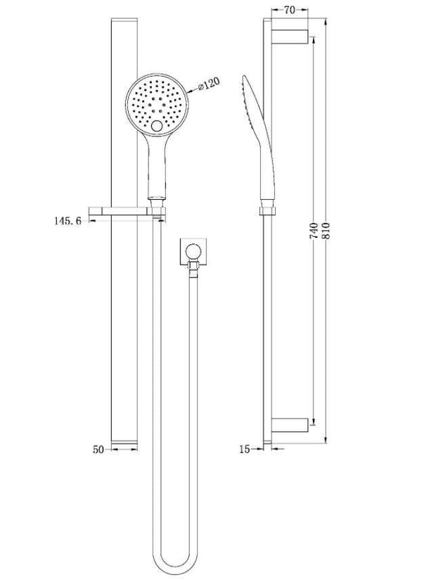 Rain Rail Shower 3 Function - Chrome - Bayside Bathroom